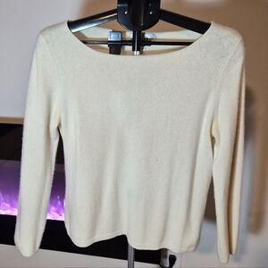 ​Talbots Petites 100% Pure Cashmere Cream Crewneck Sweater Size PL